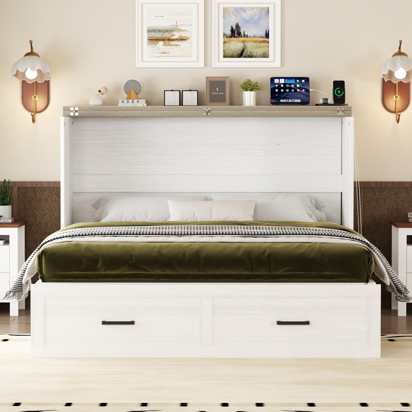 farmhouse murphy cabinet bed