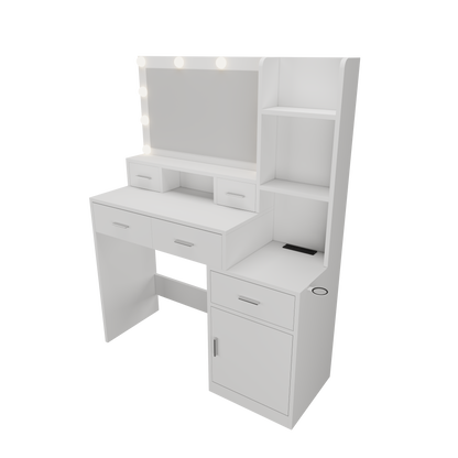 Newly designed smart mirror dressing table with drawers and storage cabinet, dressing table with dressing pad for bedroom, dressing room