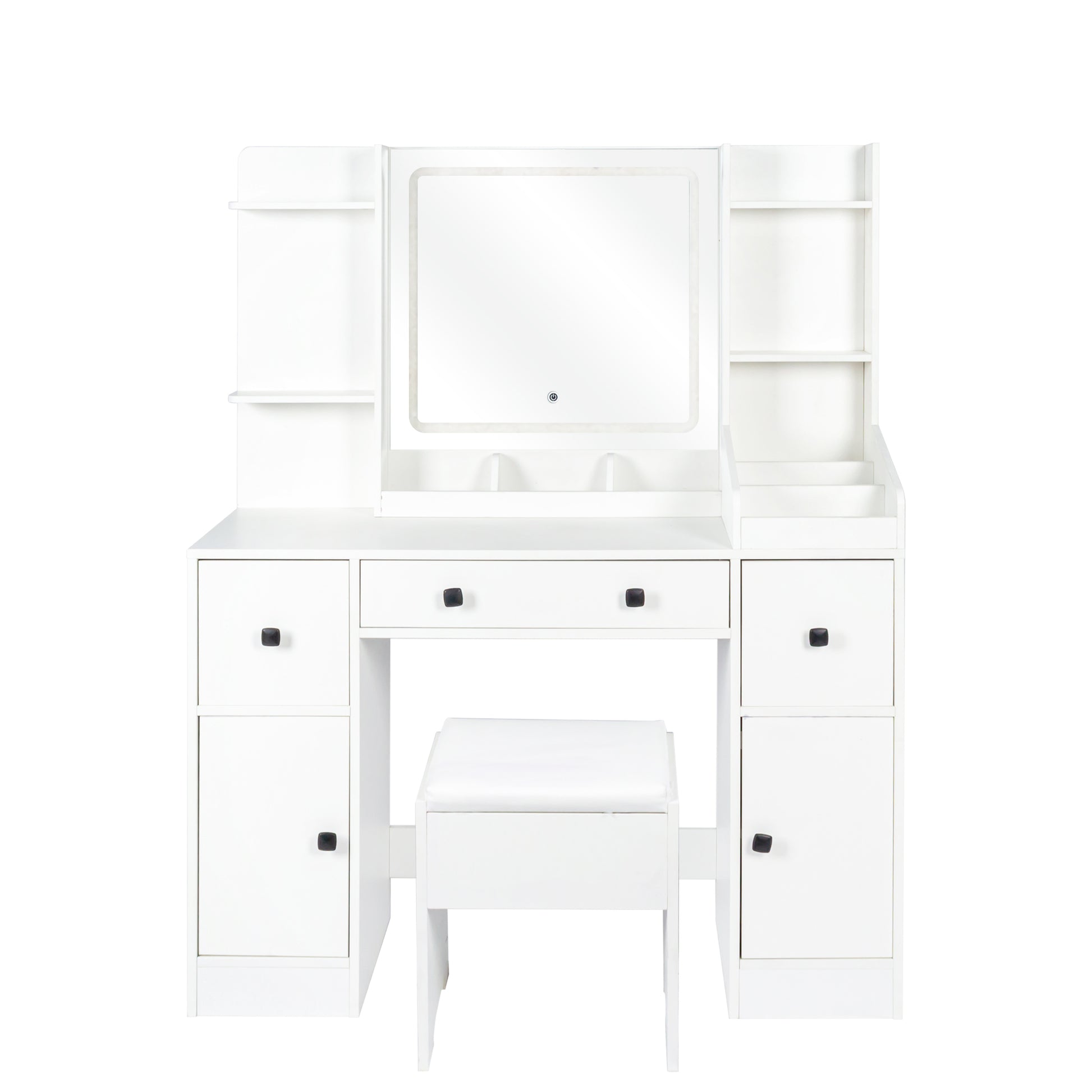 LED makeup table and mirror vanity desk for modern decor