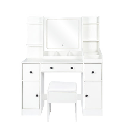 LED makeup table and mirror vanity desk for modern decor